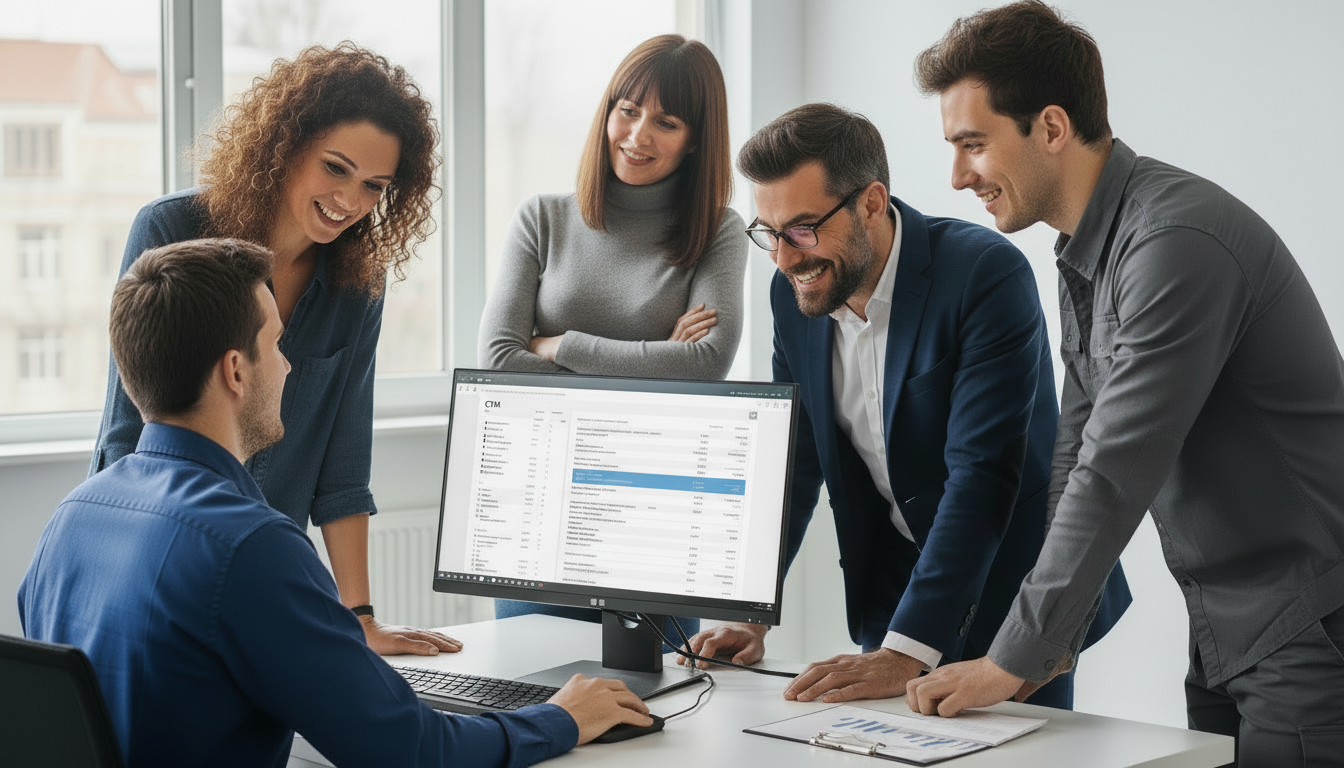 Equipe da Outsmart analisando operação comercial em CRM