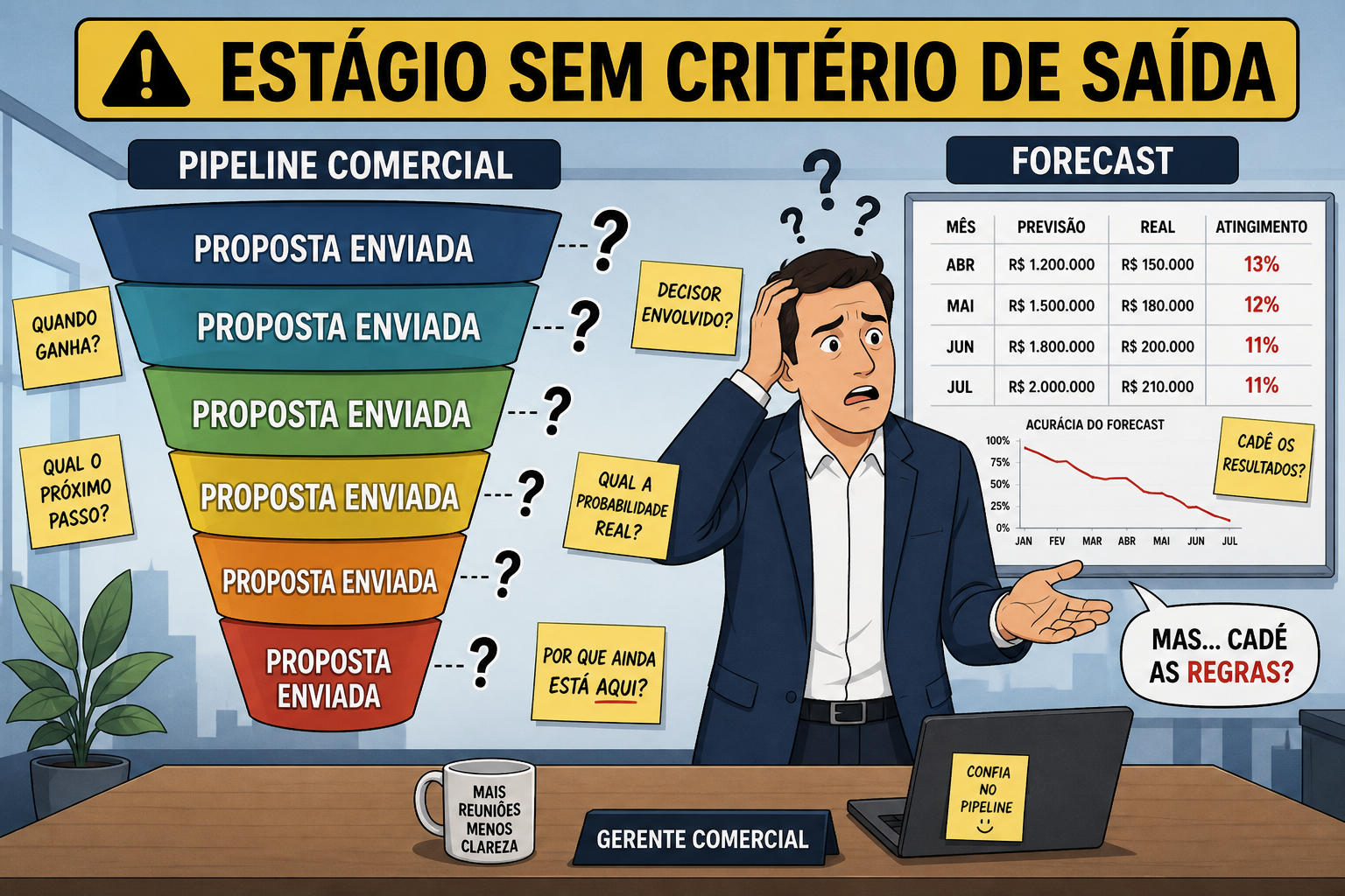 Pipeline comercial: estágio sem critério de saída
