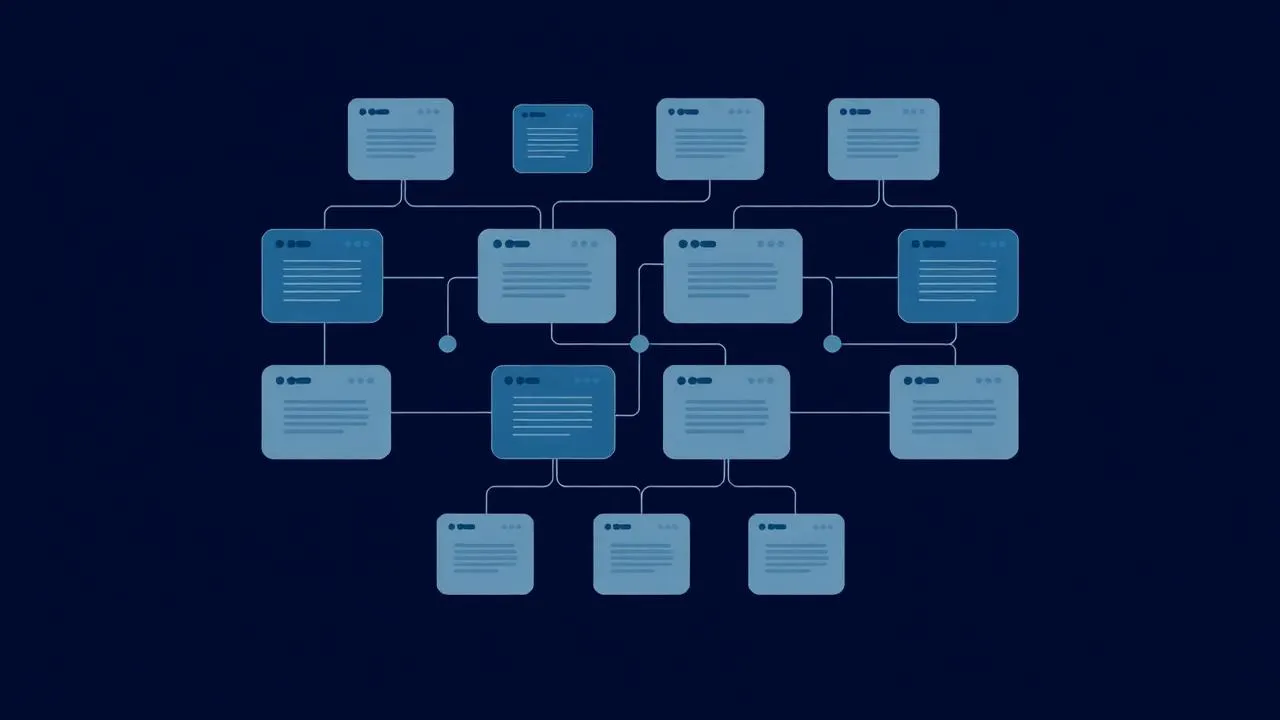 Ilustração de módulos de aplicativos conectados formando uma plataforma única