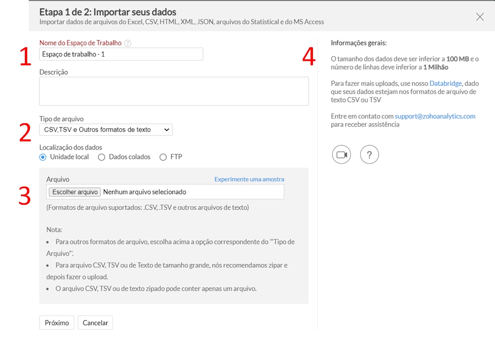 Primeira etapa da importação - configurações básicas