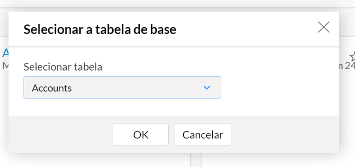 Selecionando tabela para o mapa