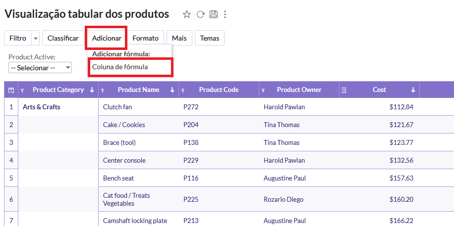 Adicionar coluna de fórmula