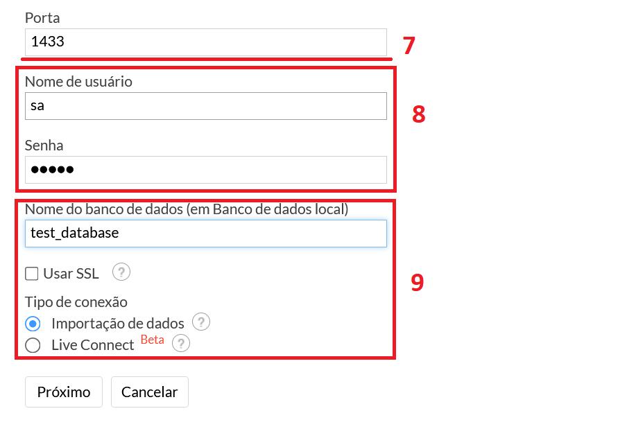 Detalhes da conexão