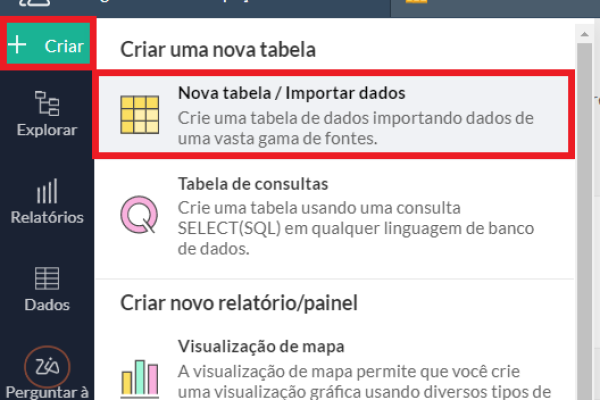 Nova tabela